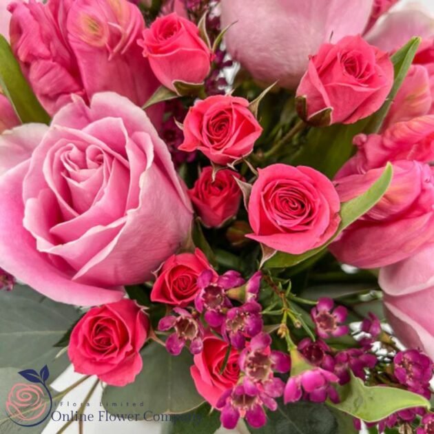 Pink Rose and Tulip Bouquet - Image 2