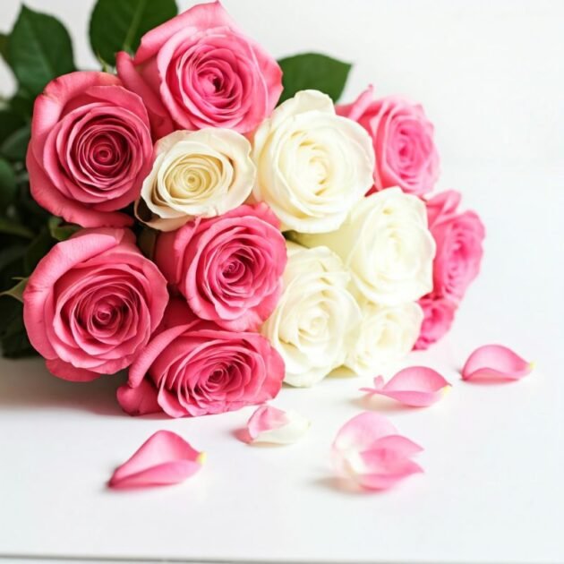 Pink and White Rose Bouquet - Image 2