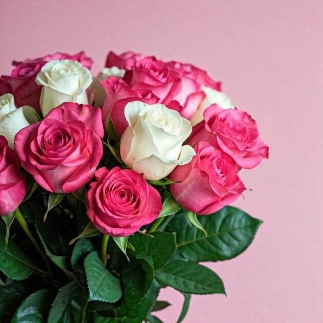 Pink and White Rose Bouquet