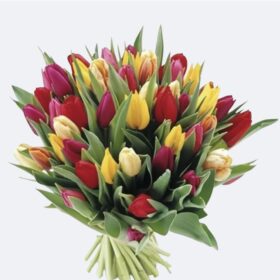 Hand-Tied Rainbow Tulips Bouquet