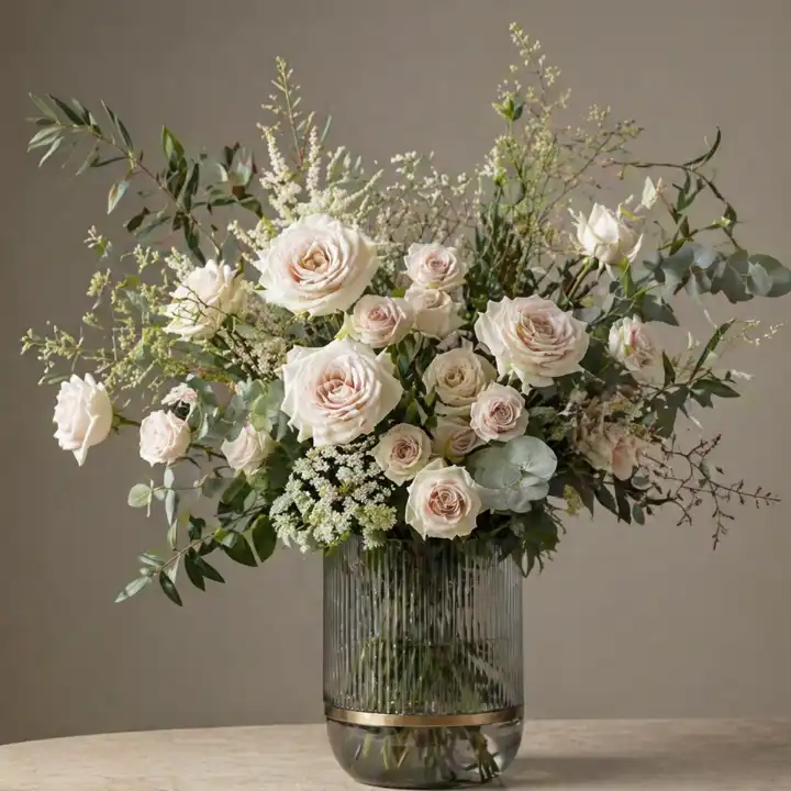 Romantic Quicksand Pink Roses Bouquet 1 fresh flower romantic pink roses bouquet_