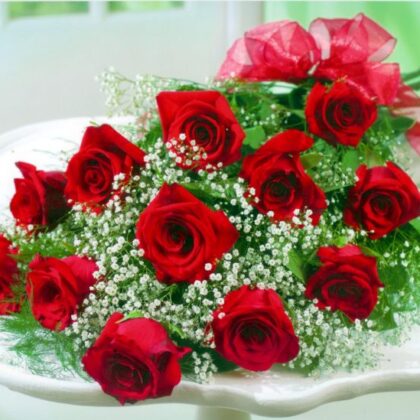 Luxury 12 red roses bouquet for gift Next Day Delivery UK