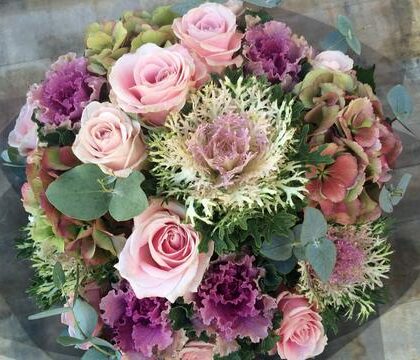 Bouquet With Pink Roses KaleBouquet Next Day Delivery 10% off