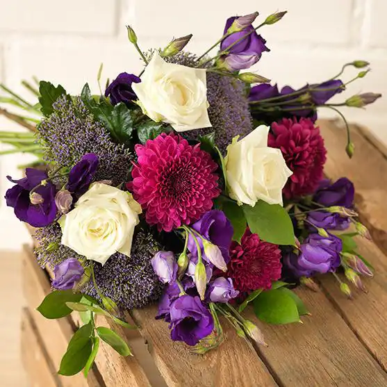 Purple and White Flower Bouquet – A Timeless Gift for Every Occasion Next-Day UK Delivery 1 We all deserve to love and be loved.