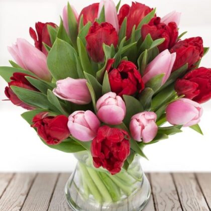 Red and Pink tulips Flower Bouquet UK delivery next day