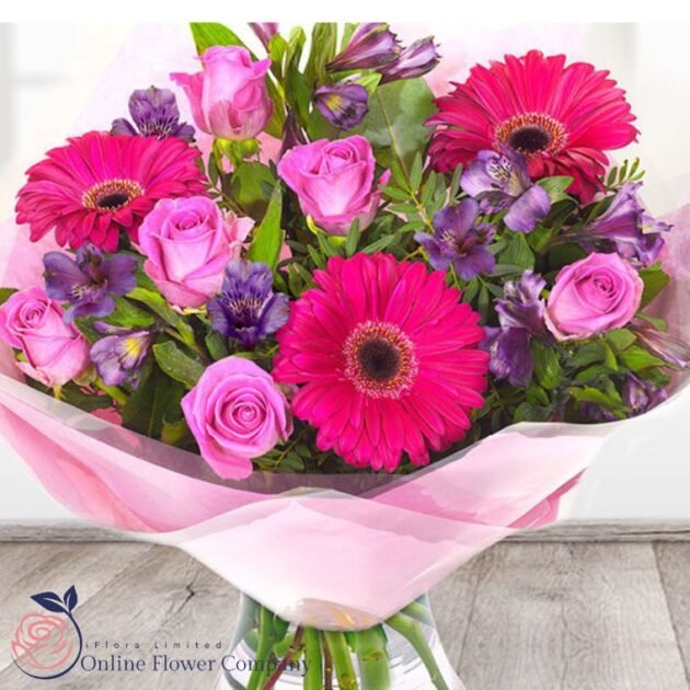 Pink Gerbera Hand-Tied Bouquet - Image 2