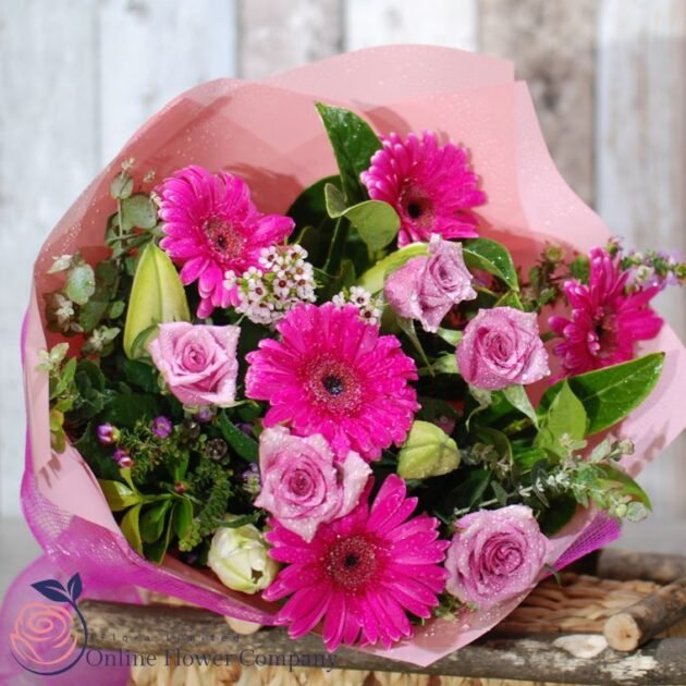 Pink Gerbera Hand-Tied Bouquet