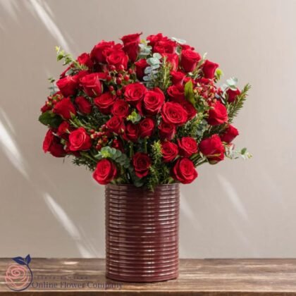 Red Rose and Amaranth Arrangement