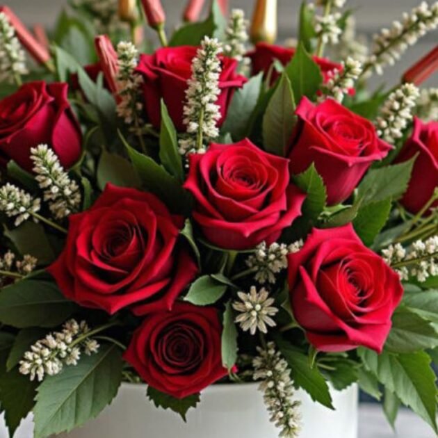 Red Rose and Amaranth Arrangement