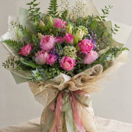 Velvet Peony & Rose Heritage Bouquet