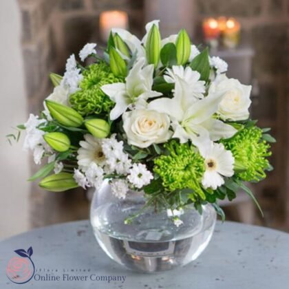 White Lily and Rose Bouquet