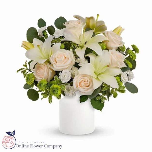 White Lily and Rose Bouquet - Image 2