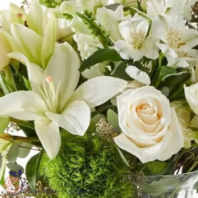 White Lily and Rose Bouquet