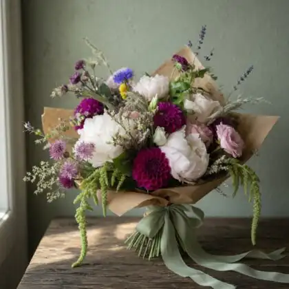 dahlia and peony bouquet_