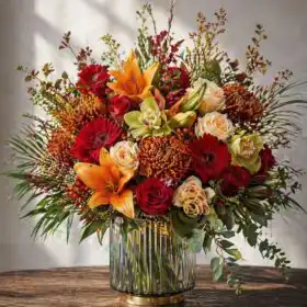 Crimson Radiance Red Rose and Gerbera Arrangement