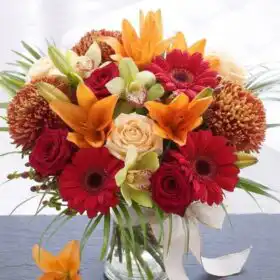 Crimson Radiance Red Rose and Gerbera Arrangement