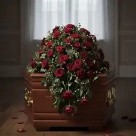 Crimson Radiance: Premium Double Ended Coffin Spray