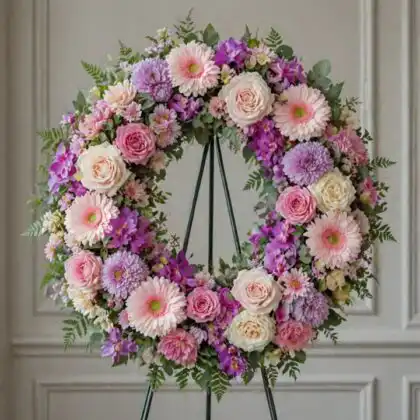 wreath on stand