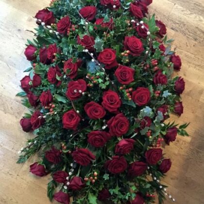 Red Rose Funeral Casket Spray