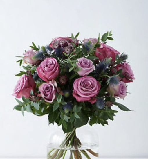 Cheap Price Purple roses vase bouquet Next Day delivery