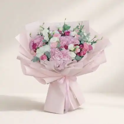 Pink Hydrangea & Velvet Rose Luxe Bouquet