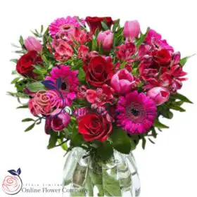 Radiant Romance Pink Tulips and Roses Bouquet