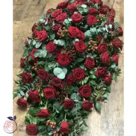 Red Rose Funeral Casket Spray