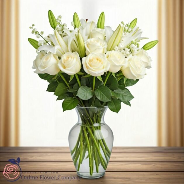 White Lily Rose Bouquet - Image 2