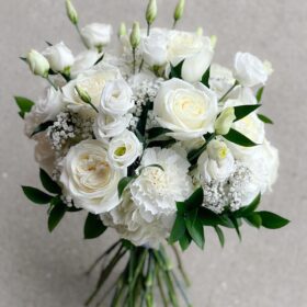 White Roses, Lisianthus, Carnation Mixed Flower Bouquet