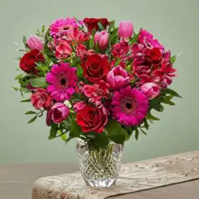 Radiant Romance Pink Tulips and Roses Bouquet