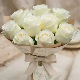 Pure White Silk Rose Bouquet