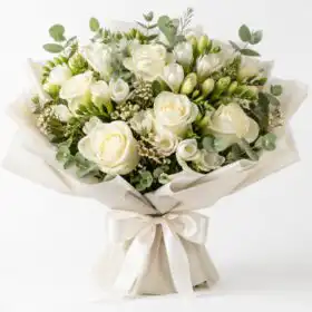 Classic White Roses & Freesia Bliss