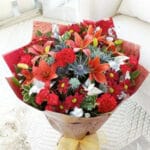 Orange Lily and Red Carnation Bouquet
