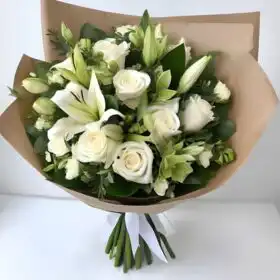 Pure Elegance White Rose & Lily Bouquet
