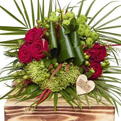 Luxury red Roses & Green Shamrock Bouquet Hand Tied Delivery