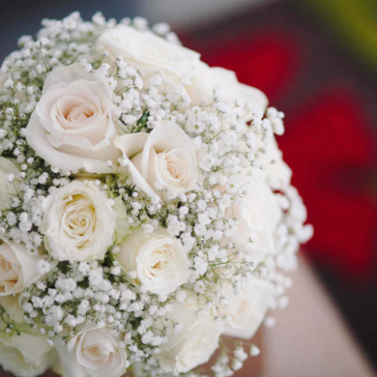 Buy Beautiful Fresh White Rose Wedding Bouquet Save 10% today