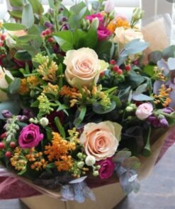 Buy hand tied bouquet of flower wrapped tissue paper delivery UK