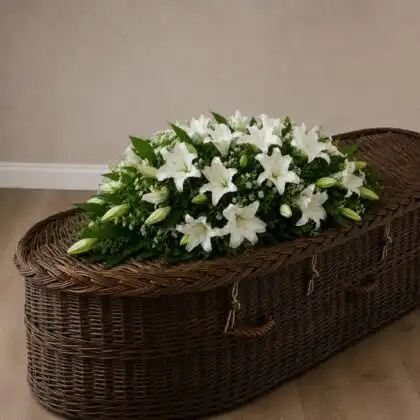 Classic White Lily Coffin Spray