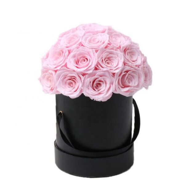 Luxury Pink Roses Flower Bouquet Hat Box Delivery