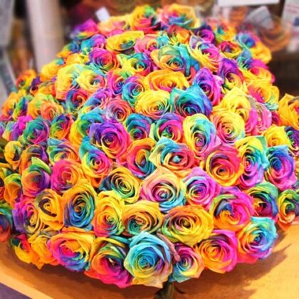 Rainbow Rose Hat Box Bouquet Delivery