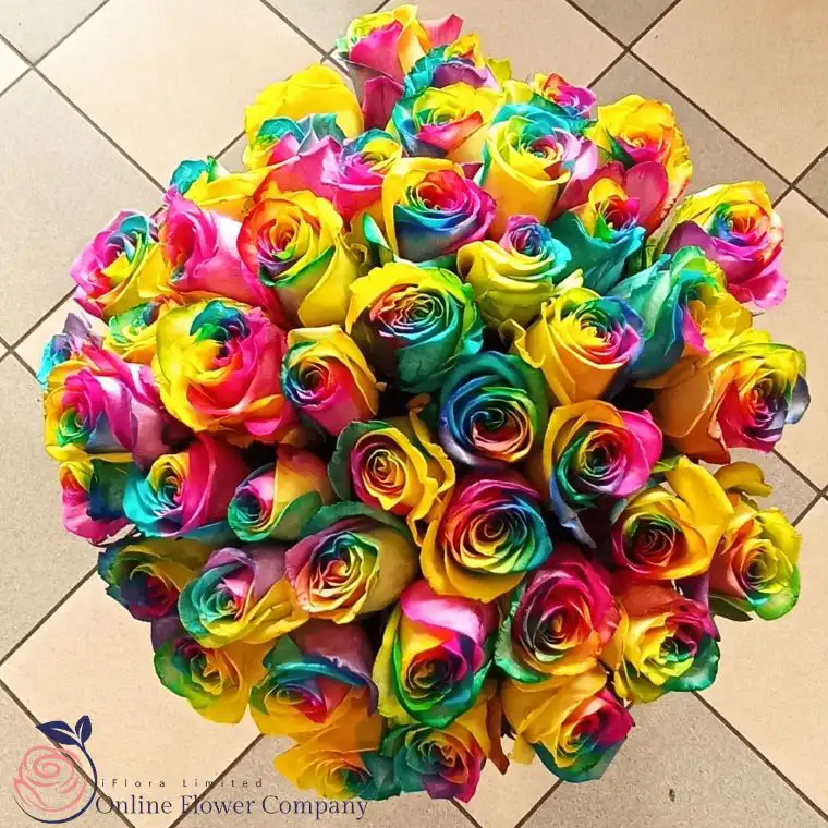 Luxury Rainbow Roses in Hat Box 2 Luxury Rainbow Roses in Hat Box - Image 2
