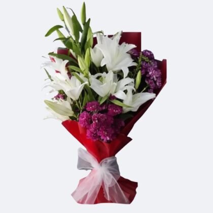 White Lily and Chrysanthemum Bouquet