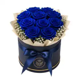 Royal Blue Roses Hatbox