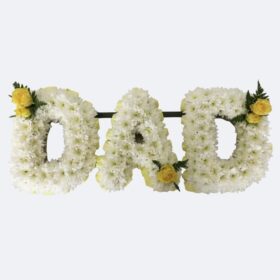 Dad Floral Letter Tribute in White and Yellow