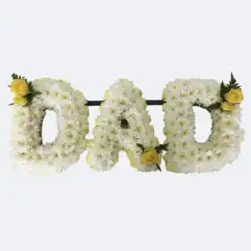Dad Floral Letter Tribute in White and Yellow