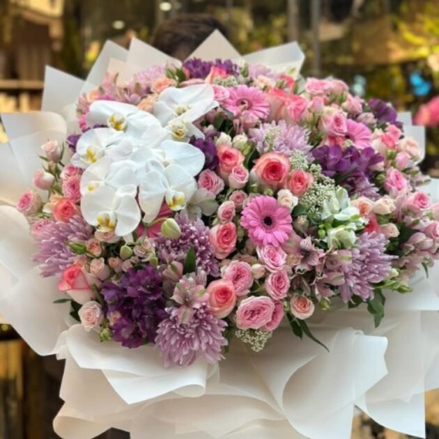 Red and White Bouquet of Roses