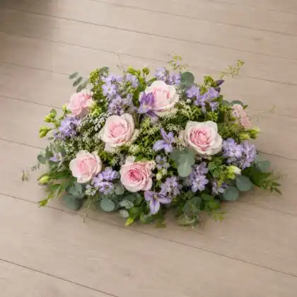 Blush Pink Rose and Lavender Funeral Posy