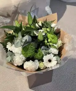 10% Off Beautiful Hand-Tied White and Green Flower Bouquets