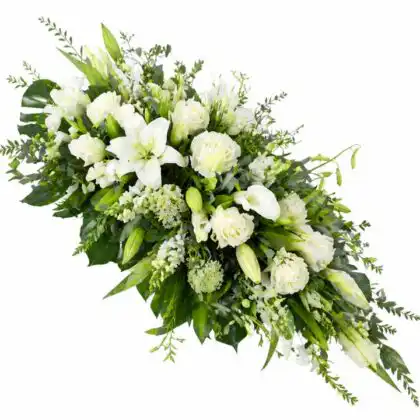 White Coffin Spray Flowers