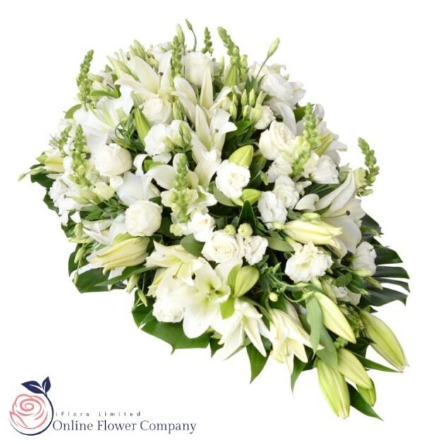 White Coffin Spray Flowers